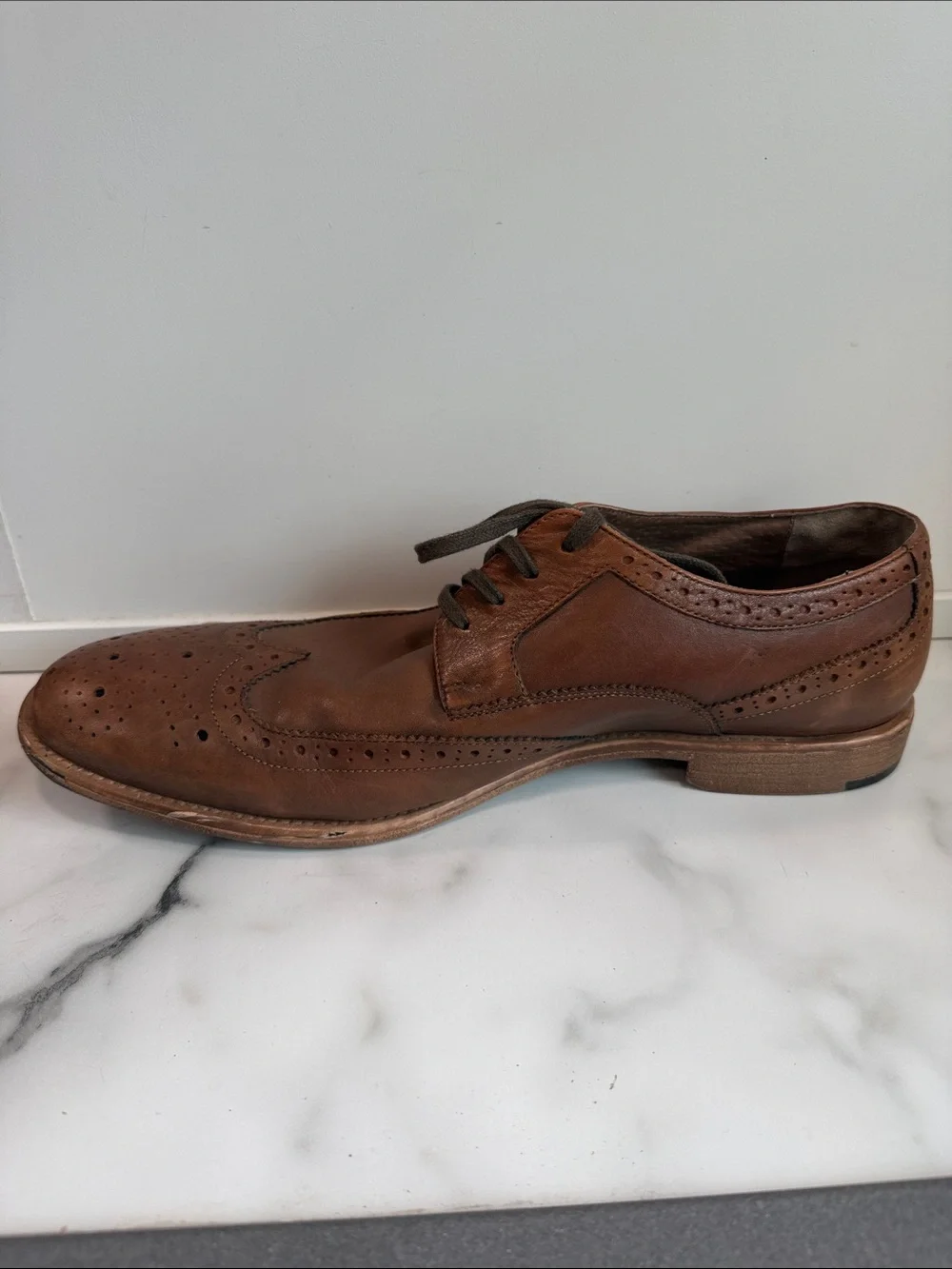 Rush by Gordon Rush men's brown leather wingtip brogue dress shoe size 11